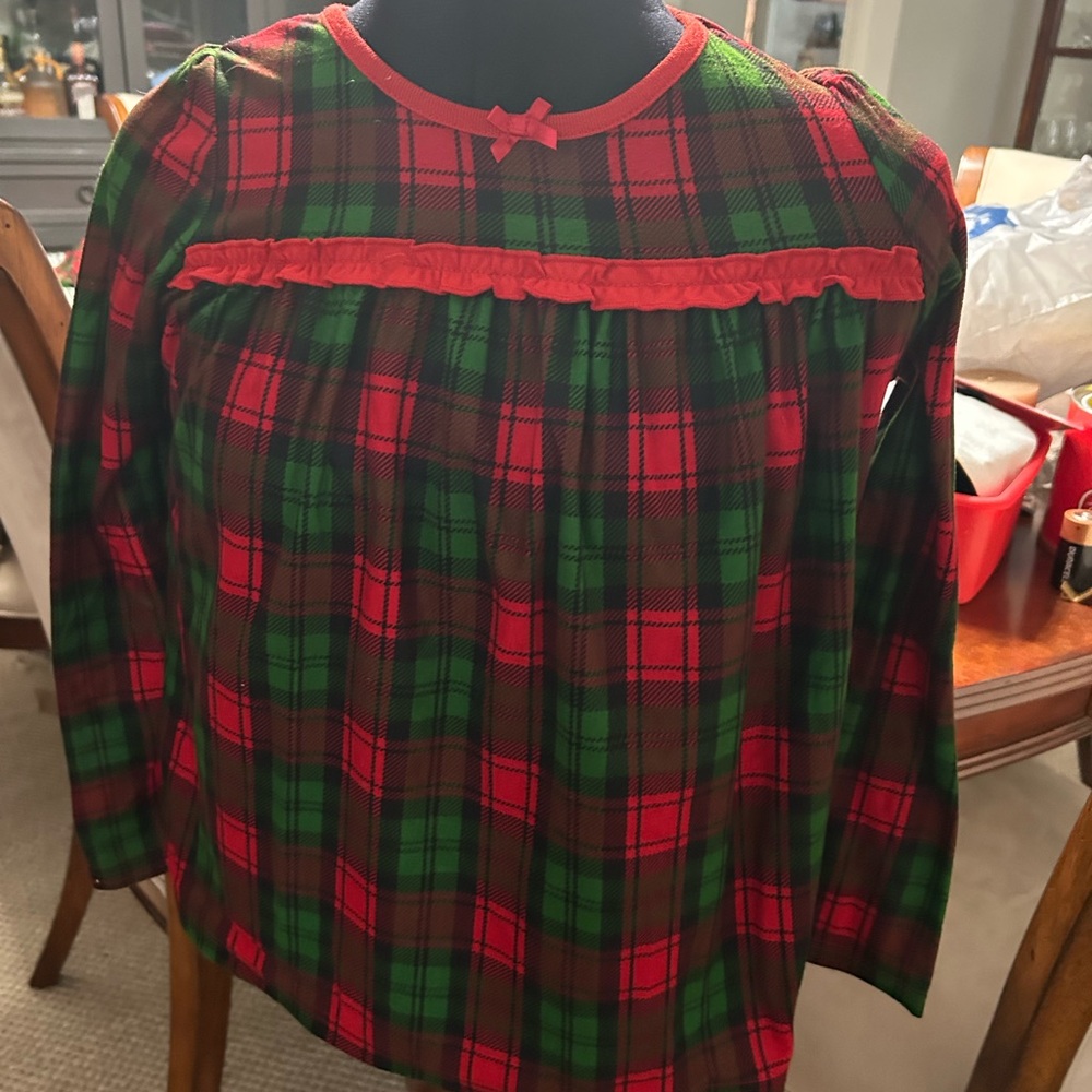Girls Plaid Red and Green Pajamas -